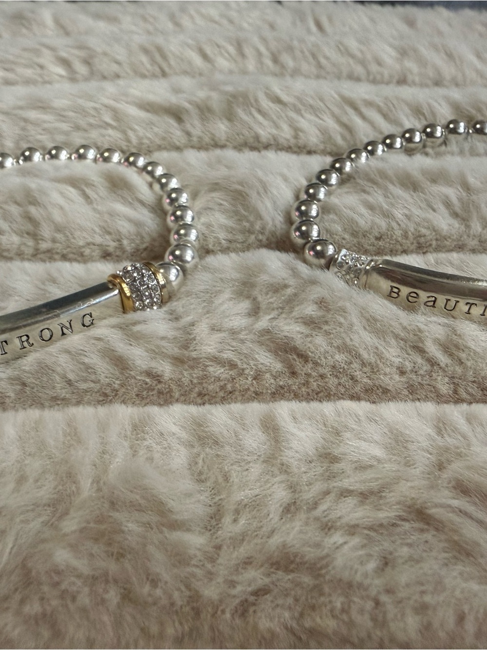 Brighton Silver Inspirational Beaded Bracelet - Strong / Beautiful